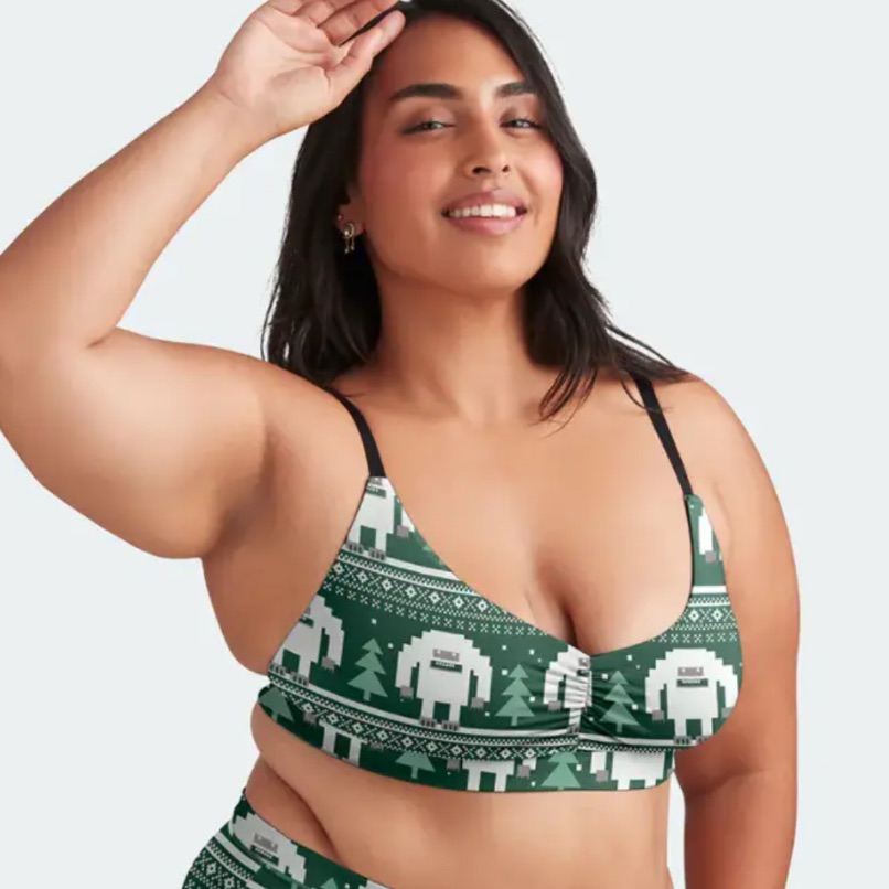 Meundies Feelfree Ruched Bralette Xl Yeti For The Holidays